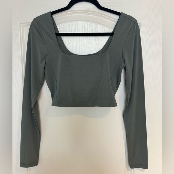 Corset Long Sleeve Crop Top - Picture 1 of 3
